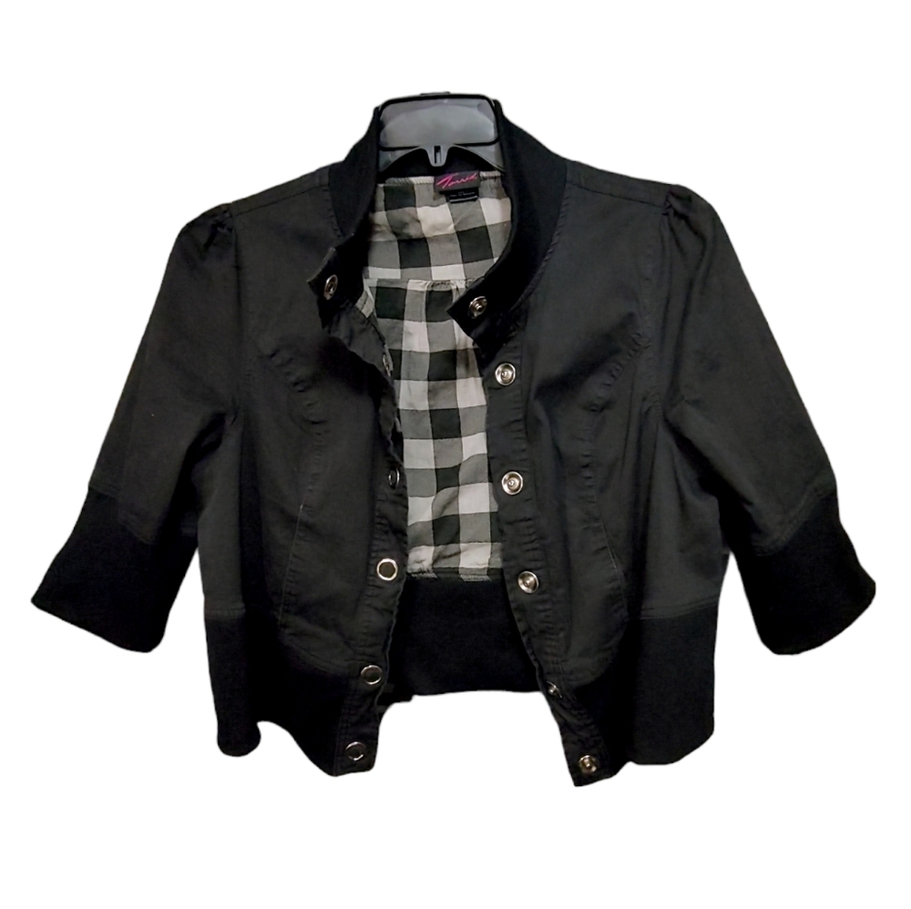 Torrid Black Cropped 3/4 Sleeve Snap Button Light Jacket Women's Plus Size 2X